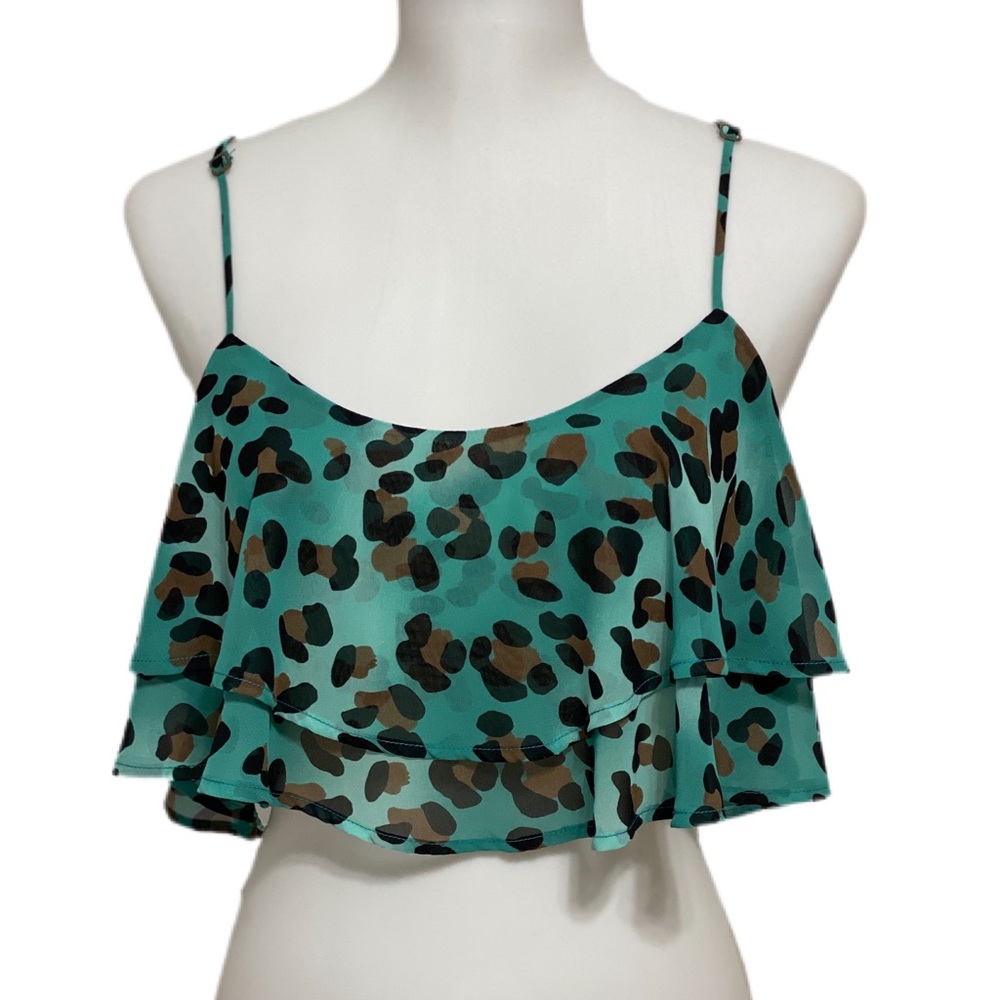 Show Me Your Mumu Animal Print Crop Top Lg